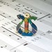 Lyre Harp enameled pendant