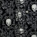 Black and Cream Skullduggery on Oxford CANVAS - Fabric By The Yard - H