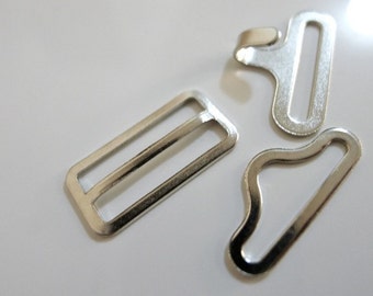 7/8' Bow tie hardware in silver colored metal - set of 20