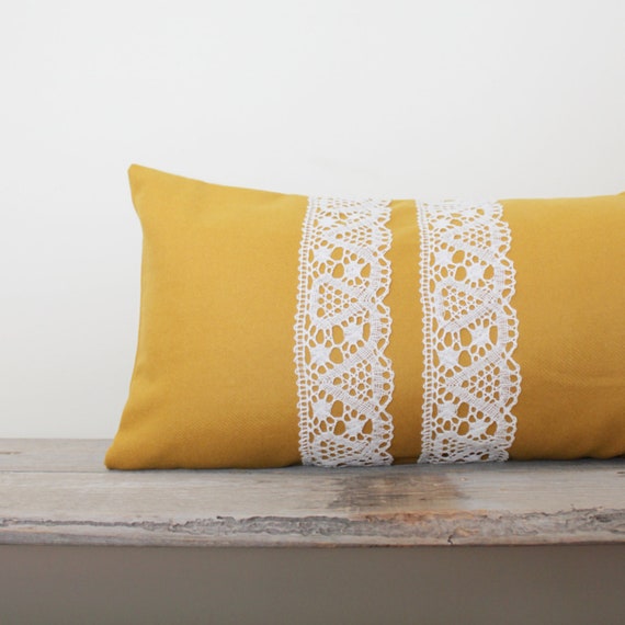 Mustard Yellow Pillow Cover Solid Yellow Lumbar Pillow Cover