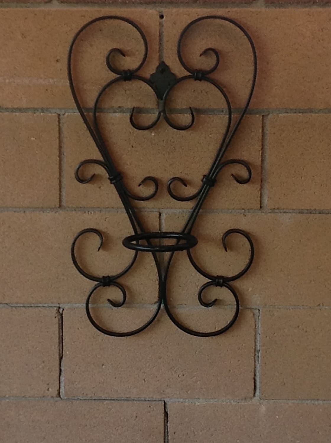 Two heart wrought iron flower pot holder by Scrollworksiron