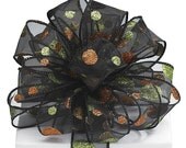 Black GLITTER HaLlOwEeN DOT RiBbOn - FaNcY Sheer Wired Ribbon Pretty Packages and Gifts - Hairbows - Giftwrap - Bows Il_170x135