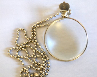 Monocle Necklace Vintage Optical Lens Pendant Cosplay Costume Reenactment Period Jewelry