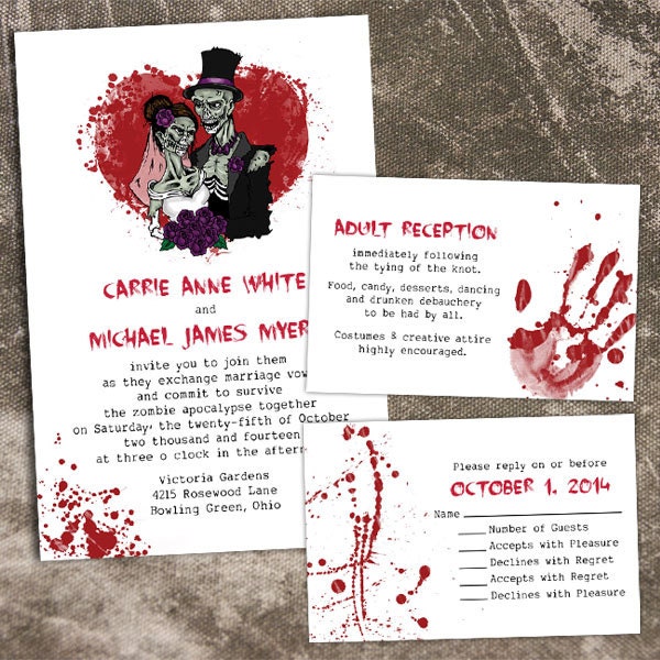 Halloween Wedding Invitations And Rsvp Cards 6