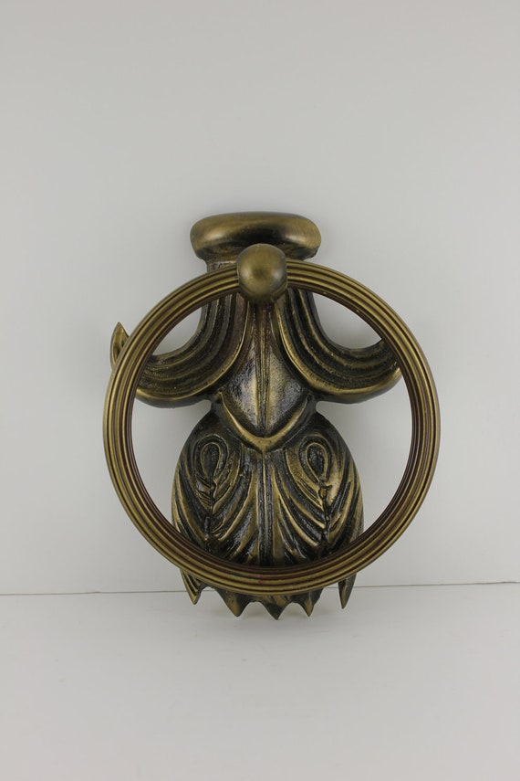 Vintage brass flower door knocker by SeatownVintage on Etsy