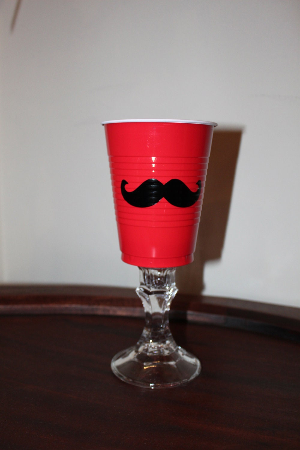 Mustache Red Solo cup wine glass by MagnoliaJaneGifts on Etsy