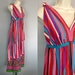 Vintage 70s Floral Maxi Dress Ribbons Candy Cane Stripe Boho Festival Hippie Dress