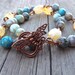 Dragonfly Copper Yellow Citrine, Blue Agate, Crystal Beaded Necklace