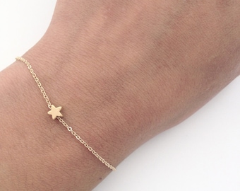 Tiny Star bracelet, Gold star bracelet, Dainty everyday jewelry, gift for her under 20 USD