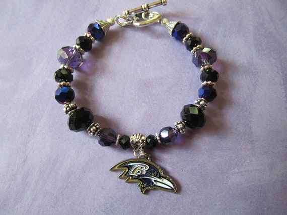 Items similar to Baltimore Ravens NFL Dangle Charm Bracelet with Purple ...