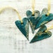 Set of 4 rustic hearts Valentine Day, Valentine gift teal green gold home decor gift for couple