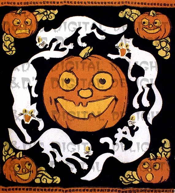 VINTAGE Halloween Digital Download. Jack O Lantern and White | Etsy