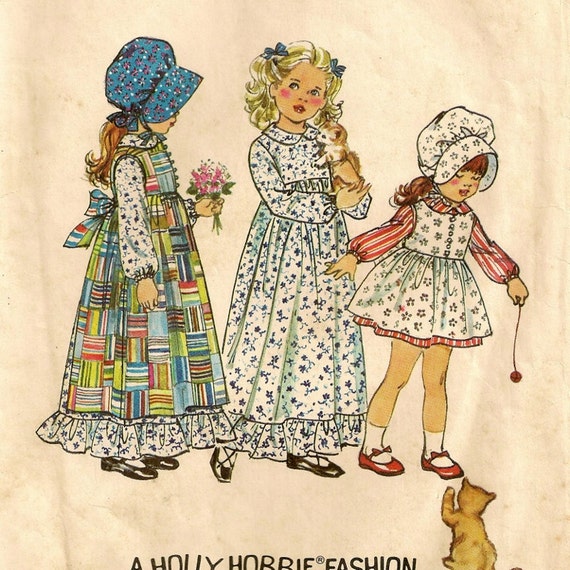 Holly Hobbie Dress  Pinafore Bonnet by twobuckpatterntruck
