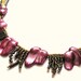 Statement Necklace Raspberry Pink Blister Pearl 24k Gold Plated Glass Bead Hot Pink
