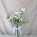 Reserved for K. Sanu - Pretty Wildflower Look White Silk Flower Arrangement in Glass Vase with White Wired Ribbon Bow Secured in Resin