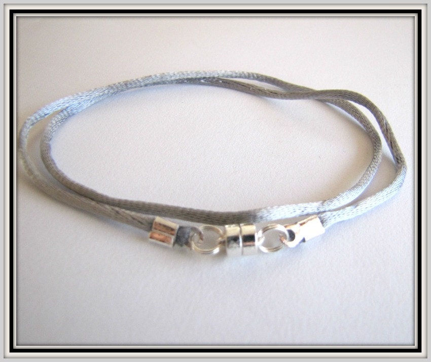 14 to 24 inch Silver Necklace Cord Magnetic Clasp Silver