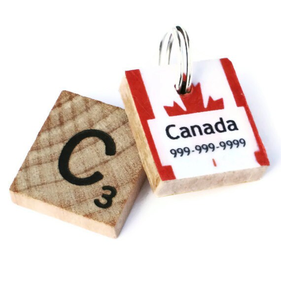 Canadian Flag Scrabble Dog Tag Pet ID Tag Canada