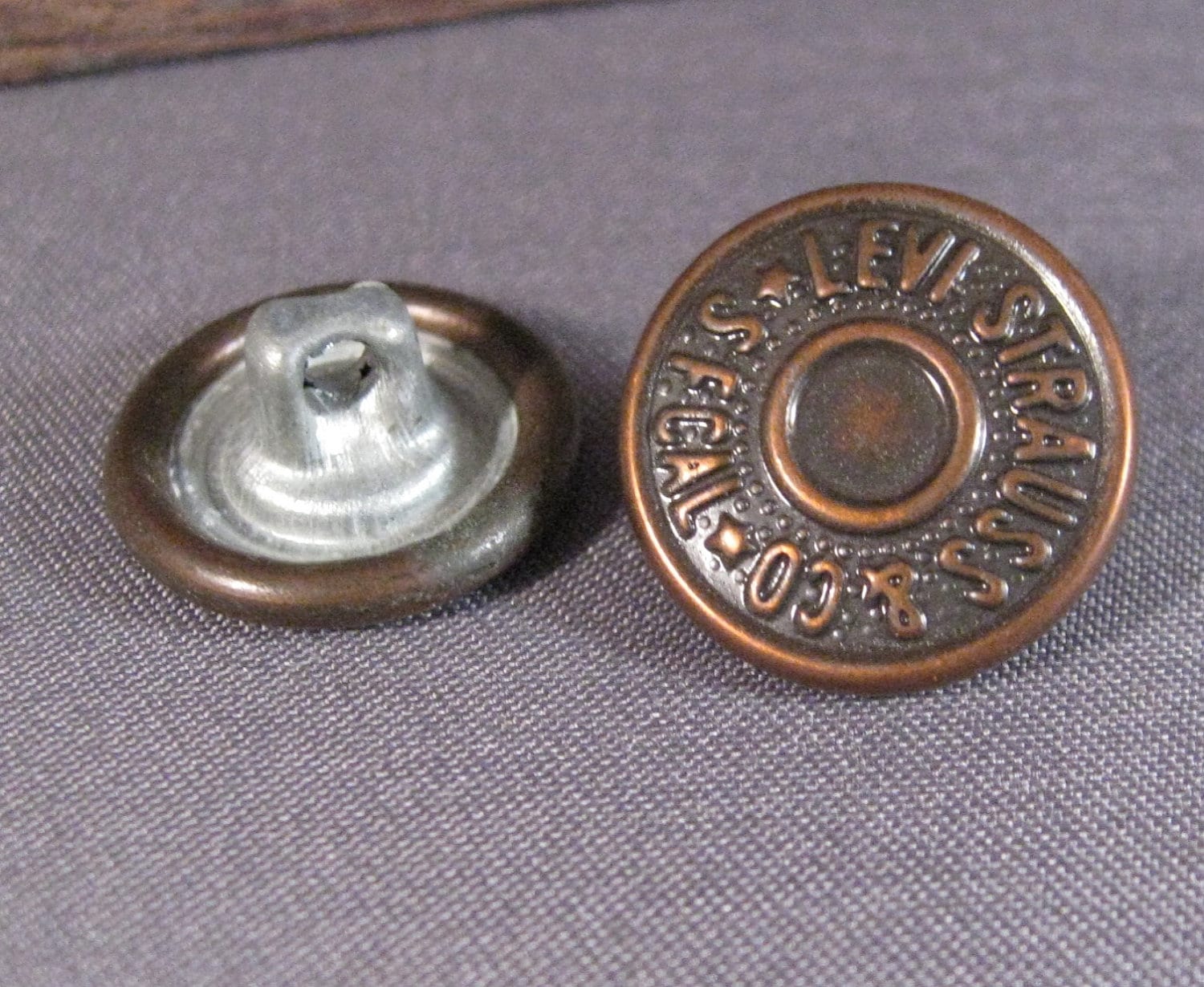 Levi Strauss & Co Metal Shank Buttons 2 Vintage Buttons