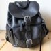 Vintage Black Leather Multiple Pocket Rucksack Backpack