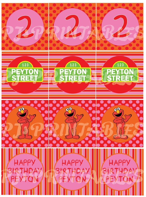 Elmo & Sesame Street inspired Cupcake Toppers- Customized Digital File Il_570xn