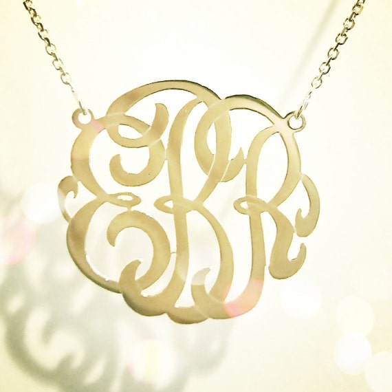 Small 14k Gold Monogram Necklace yellow rose or white gold