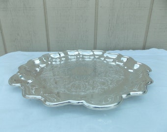 Vintage Medium Silver Plated Scalloped Edge Tray