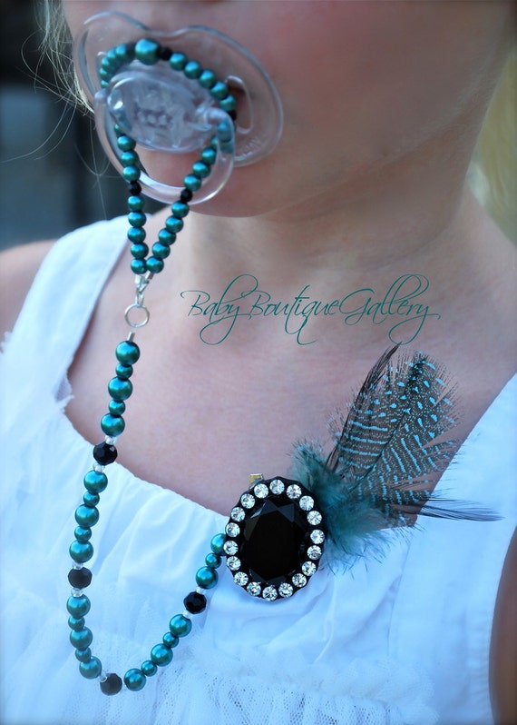 Items similar to Baby Boutique 4in1 Teal Beaded Pacifier