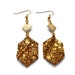 Bronze and gold diamond shapes geometric leather earrings