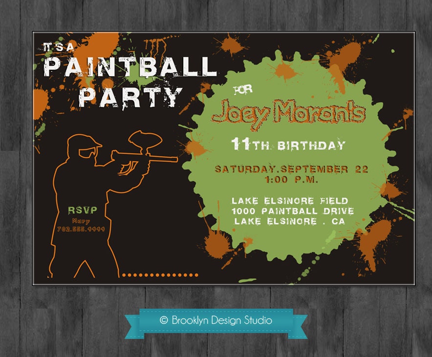 Paintball Party/Birthday Party Custom by BrooklynDesignStudio