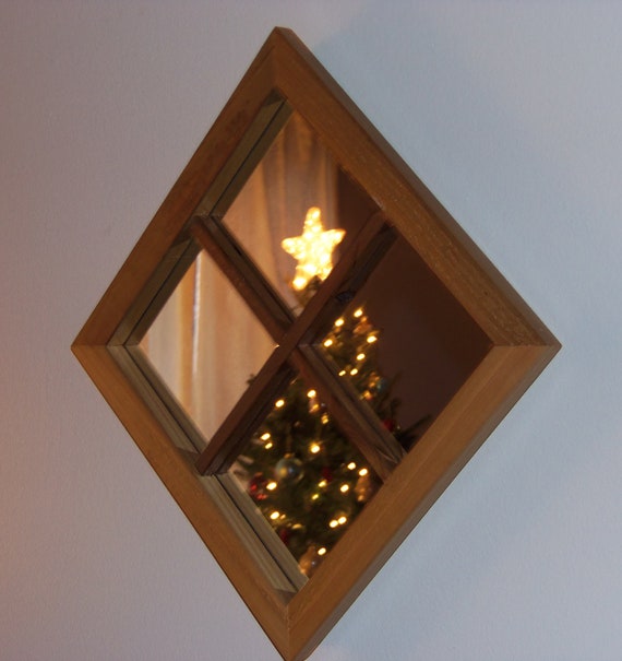 A Wooden Window Frame Mirror Natural by TheBaloneyBros on Etsy