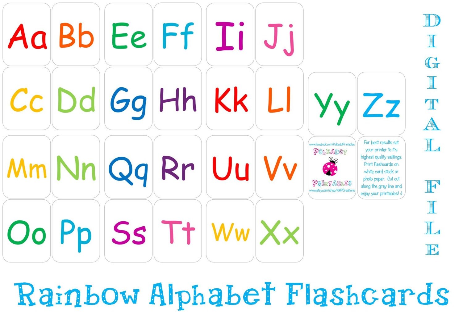 Printable Alphabet Flashcards Instant Download