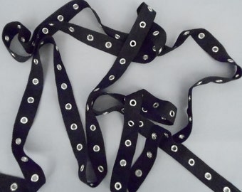3Yds Black 3/4 inch Heavyweight Eyelet Grommet Tape Twill Trim