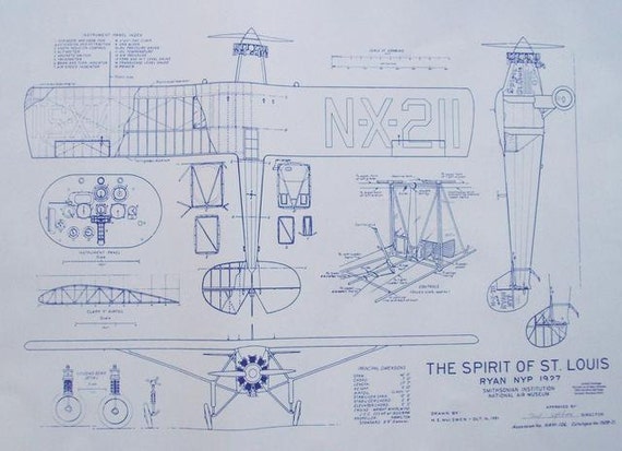 Lindbergh's Spirit of St. Louis Plane Blueprint by BlueprintPlace