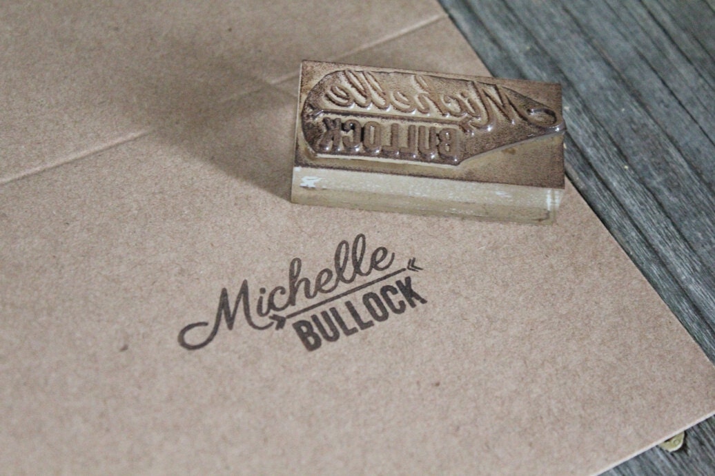 Custom Name Stamp 2 x 1 Custom Name Stamp by HootOwlPress