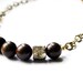 Single Strand Brown Stone Necklace with Nugget on Bronze Chain