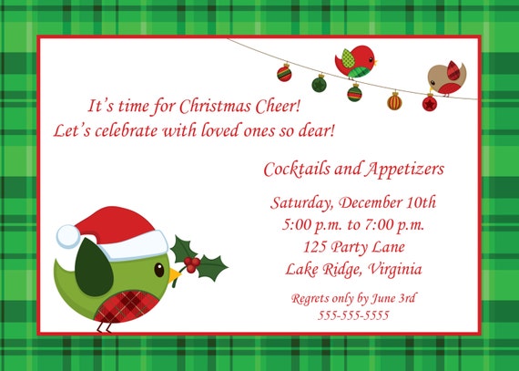Printable Christmas Birds Invitation Il_570xn