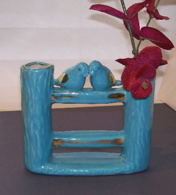 Items similar to Vintage Blue Bird Vase, F&M Artware Vase, Made in USA