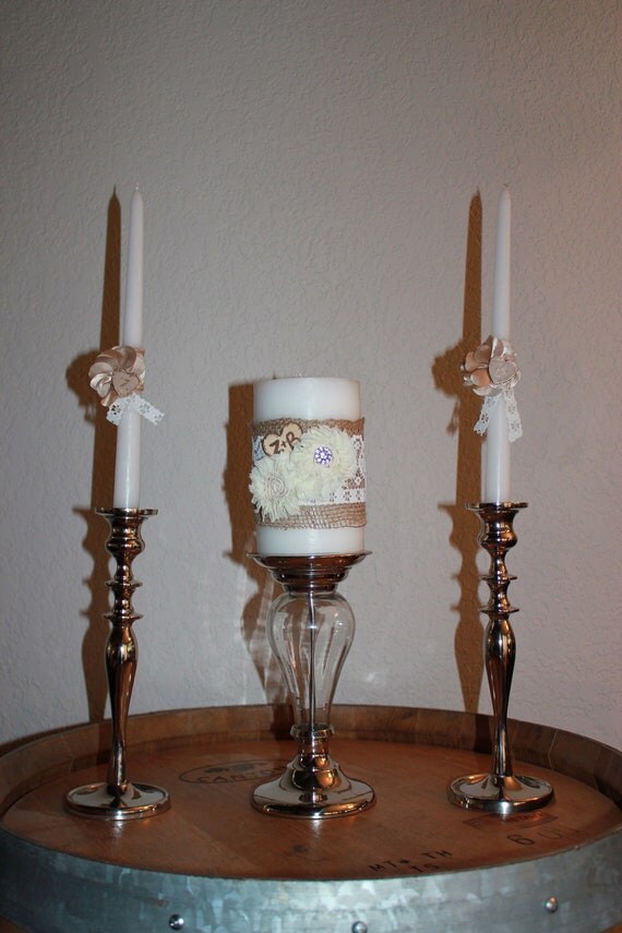 Items similar to Vintage, Shabby Chic, Unity Candles on Etsy