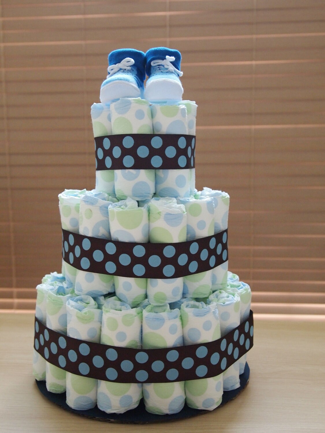 3 Tier Boy Diaper Cake Blue Tennis Shoes Socks 3 Tier Boy Diaper Cake Blue Tennis Shoes Socks
