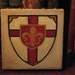 Heraldry Coat of Arms Family Crest Heraldic Shield Fleur De Lis Cross antique finish medieval gothic original painting