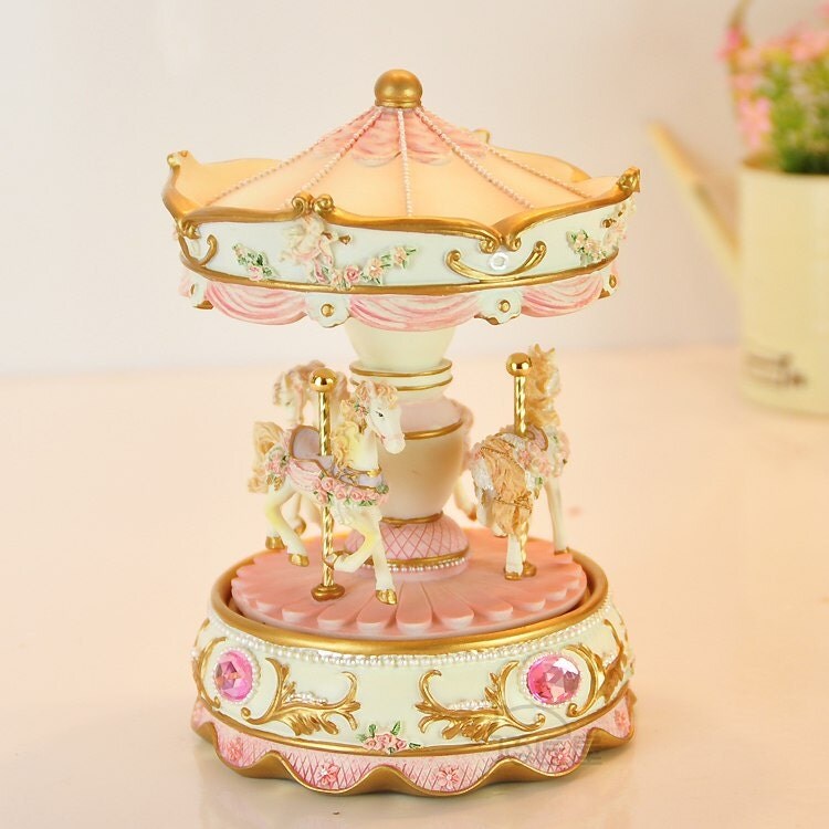 Beautiful Musical Carousel Pink Great for Christmas and the