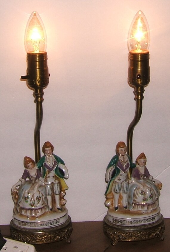 Vintage Figural Porcelain Boudoir Lamps Matched by GooseberryGifts