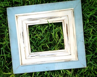 ascp duck egg distressed 8x10 frame with vanilla glazed trim