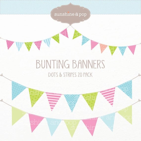 Items similar to INSTANT DOWNLOAD - 20 Pastel Bunting Banners Digital ...