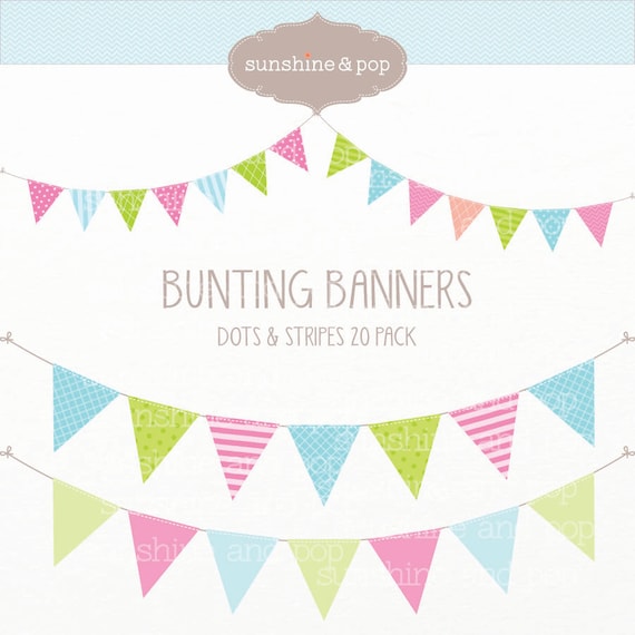 Items similar to INSTANT DOWNLOAD - 20 Pastel Bunting Banners Digital ...