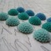 Fridge Magnet Set 12 pc Flower Magnets in Turquoise, Aqua, Blue Neodymium Magnets.. .Gifts for Her, Stocking Stuffer