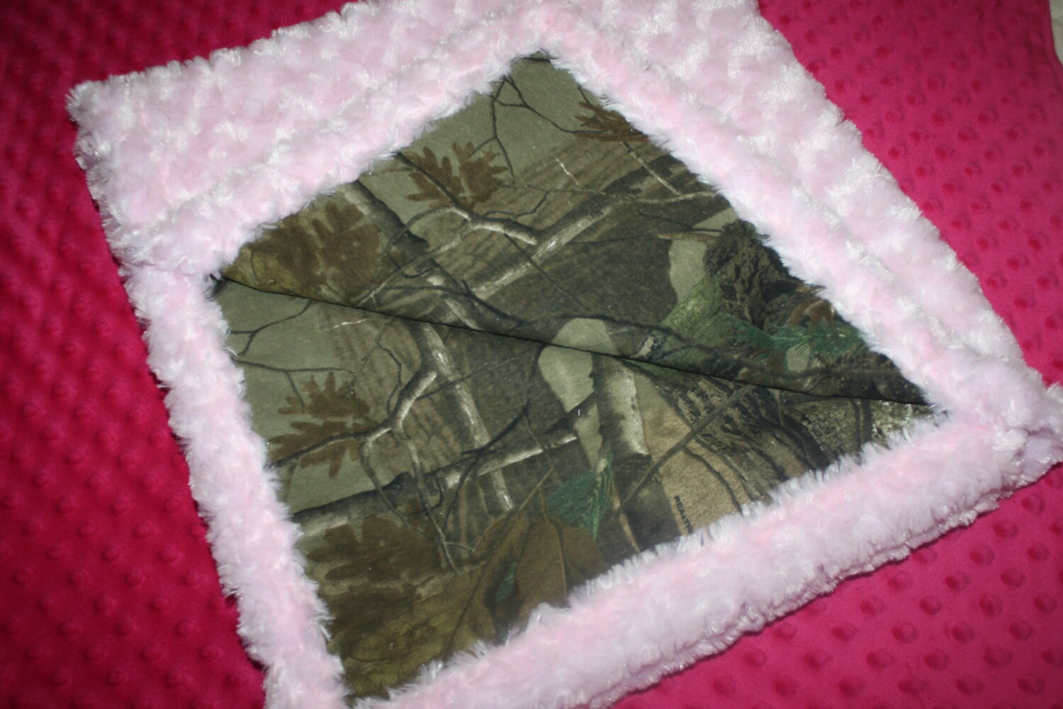 Pink Camo Baby blanket 30 x 30 light pink swirly