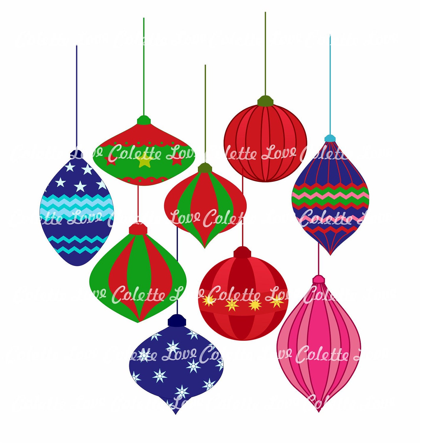 Christmas Bauble ball Clip art For Personal and by Colettelove