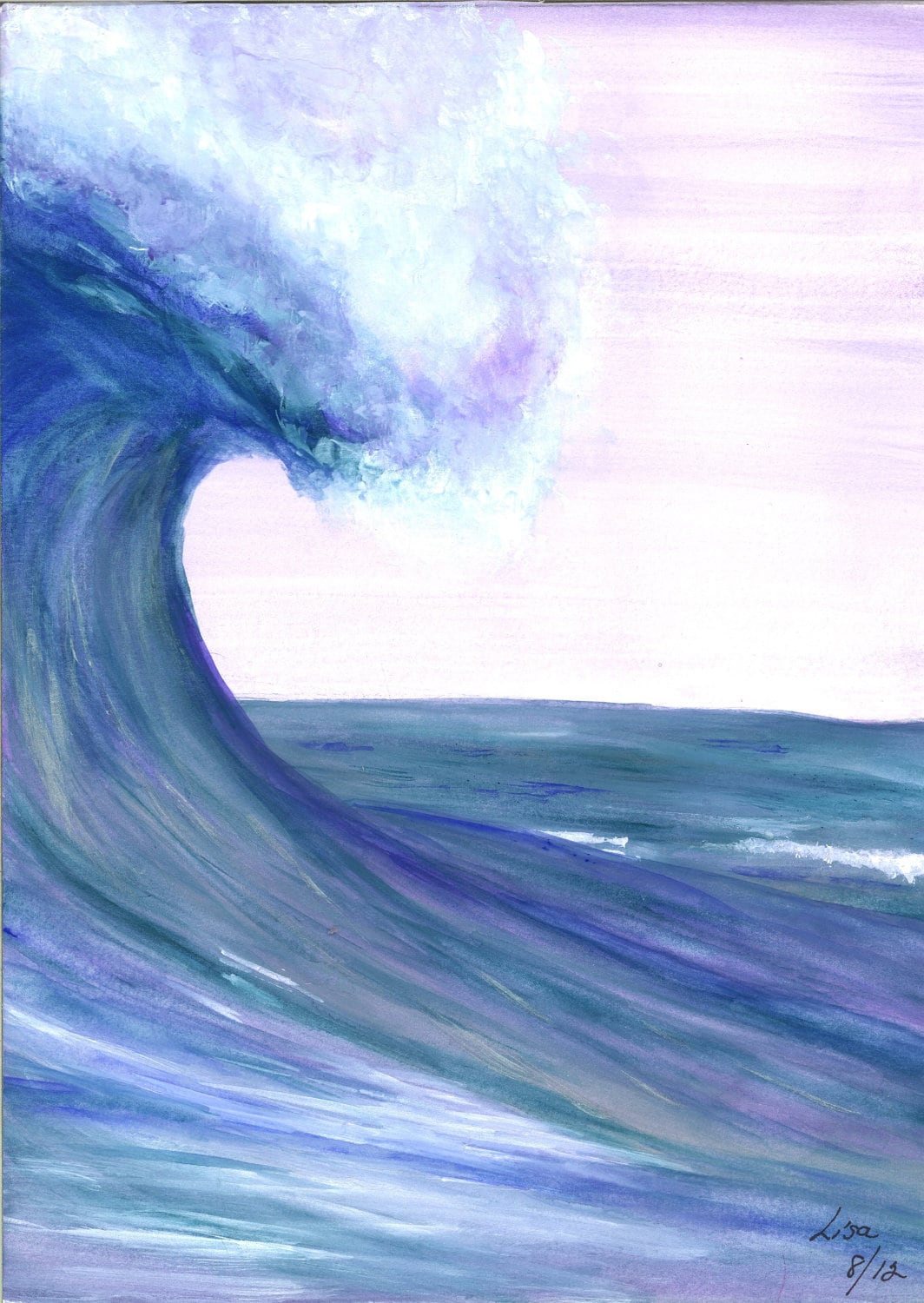 Items similar to ORIGINAL Watercolor Painting OCEAN WAVE