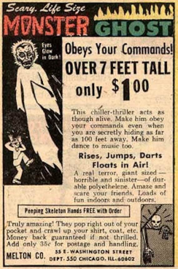 Halloween Decoration..Scary Life size Over 7 feet Tall MONSTER GHOST "Obey's your commands" Glow in the dark eyes.